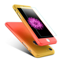 Coque complète bicolore jaune et orange avec verre pour apple iphone 7 - Clicktofournisseur.com