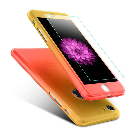 Coque complète bicolore jaune et orange avec verre pour apple iphone 7 - Clicktofournisseur.com