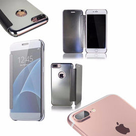 Coque etui housse argent avec effet miroir transparent pour apple iphone 7 plus - Clicktofournisseur.com