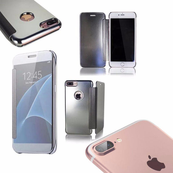 Coque etui housse argent avec effet miroir transparent pour apple iphone 7 plus - Clicktofournisseur.com