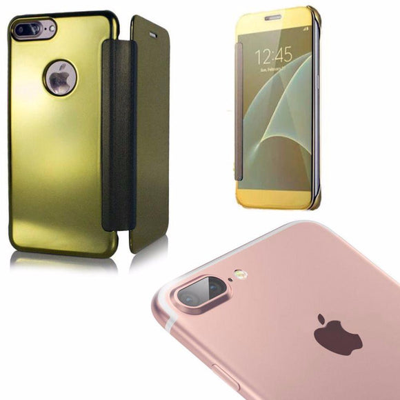 Coque etui housse or avec effet miroir transparent pour apple iphone 7 plus - Clicktofournisseur.com