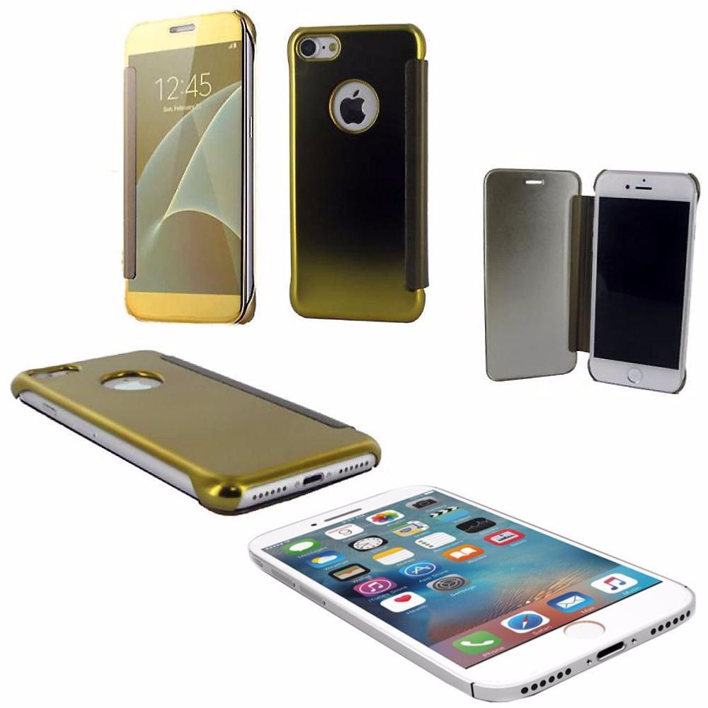 Coque Etui Housse Or avec Effet Miroir Transparent pour Apple iPhone 7 clicktofournisseur.com