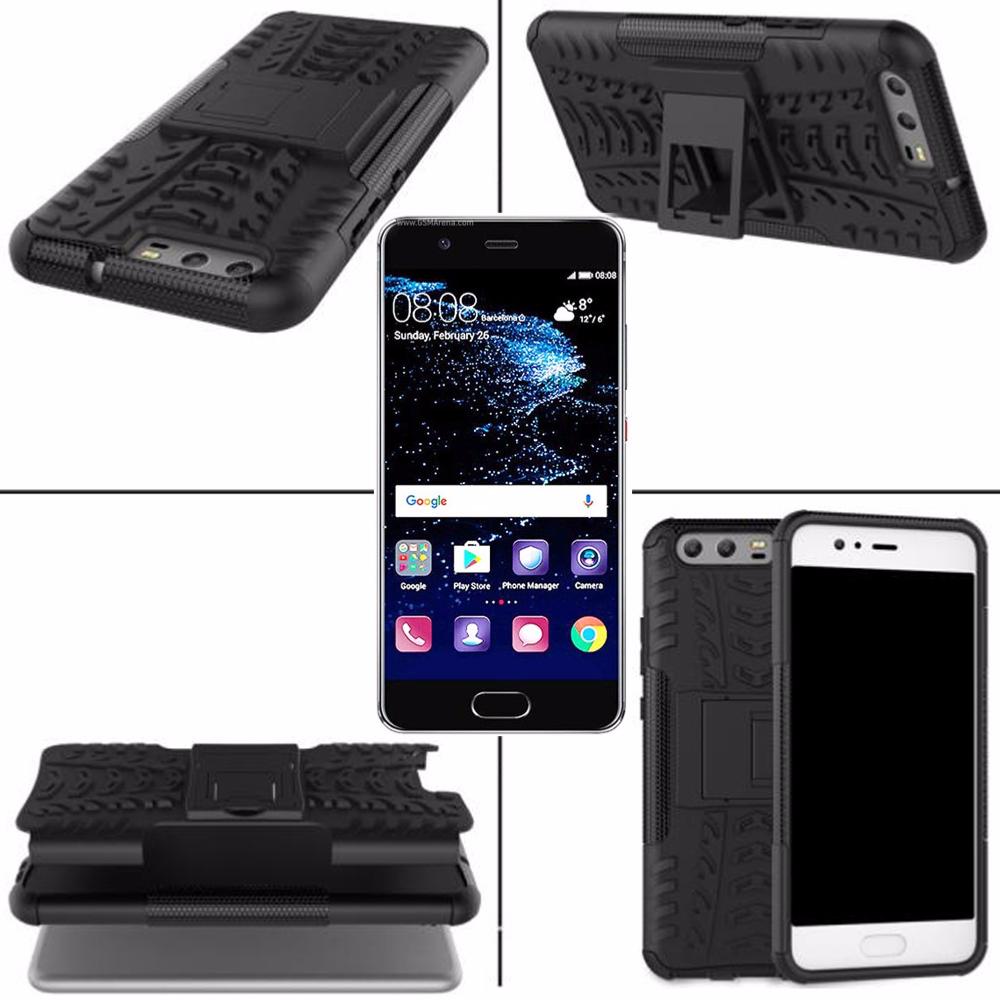 Coque protection noir rigide renforcé anti-choc avec pied pour huawei p10 - Clicktofournisseur.com