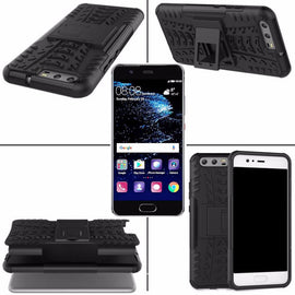 Coque protection noir rigide renforcé anti-choc avec pied pour huawei p10 - Clicktofournisseur.com