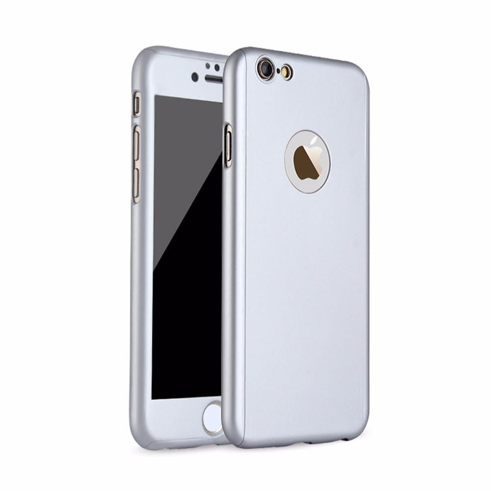 Coque de protection argent avant et arrière avec verre pour apple iphone 6 - Clicktofournisseur.com