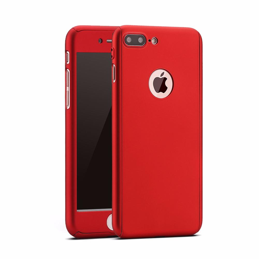 Coque de protection rouge avant et arrière avec verre pour apple iphone 7 plus - Clicktofournisseur.com