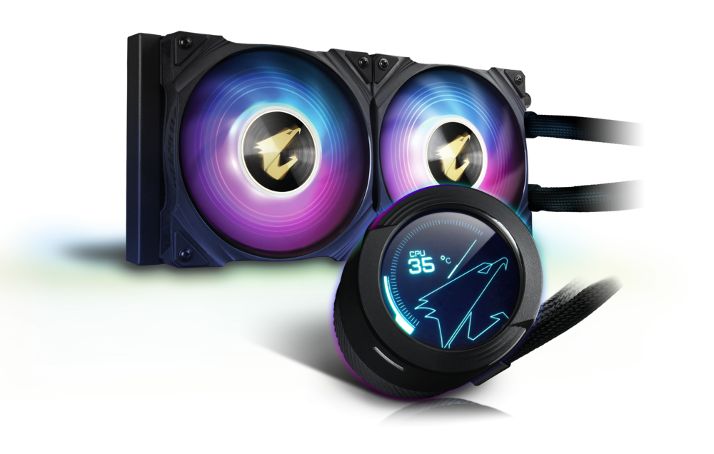 Refroidisseur Gigabyte « AORUS WATERFORCE X 240 », boîtier universel, refroidissement liquide, ventilateurs 120 mm x 2, 2 150 tr/min, éclairage RVB, « AORUS WATERFORCE X 240 » (timbre vert 2,00 lei)