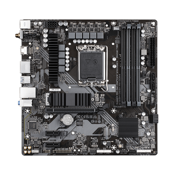 Gigabyte | B760M DS3H AX DDR4 1.0 M/B | Processor family Intel | Processor socket LGA1700 | DDR4 DIMM | Memory slots 4 | Supported hard disk drive interfaces SATA, M.2 | Number of SATA connectors 4 | Chipset Intel B760 Express | Micro ATX