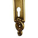 2 poignées de porte sur plaque SULLY, Trou de cylindre - entrée - bureau - service, Finition laiton patiné aspect vieilli, Entraxe standard 195 mm