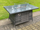Fimous Outdoor Rotin Garden Corner Furniture Gas Firepit Table Chauffage À Gaz Set Table D'appoint Petit Gris Foncé 11 Places