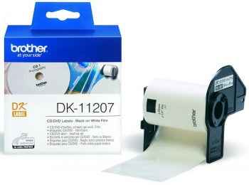 Film d'étiquettes découpées pour CD/DVD BROTHER P-Touch DK-11207, diamètre 58 mm, 100 étiquettes