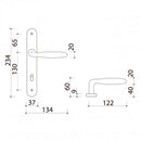 2 poignées de porte sur plaque BRISTOL, Entrée de clé pour chambre, Finition aluminium nickel mat, Entraxe standard 195 mm-4