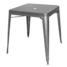 TABLE CARRÉE EN ACIER GRIS MÉTALLISÉ BISTRO 668MM - clicktofournisseur.com