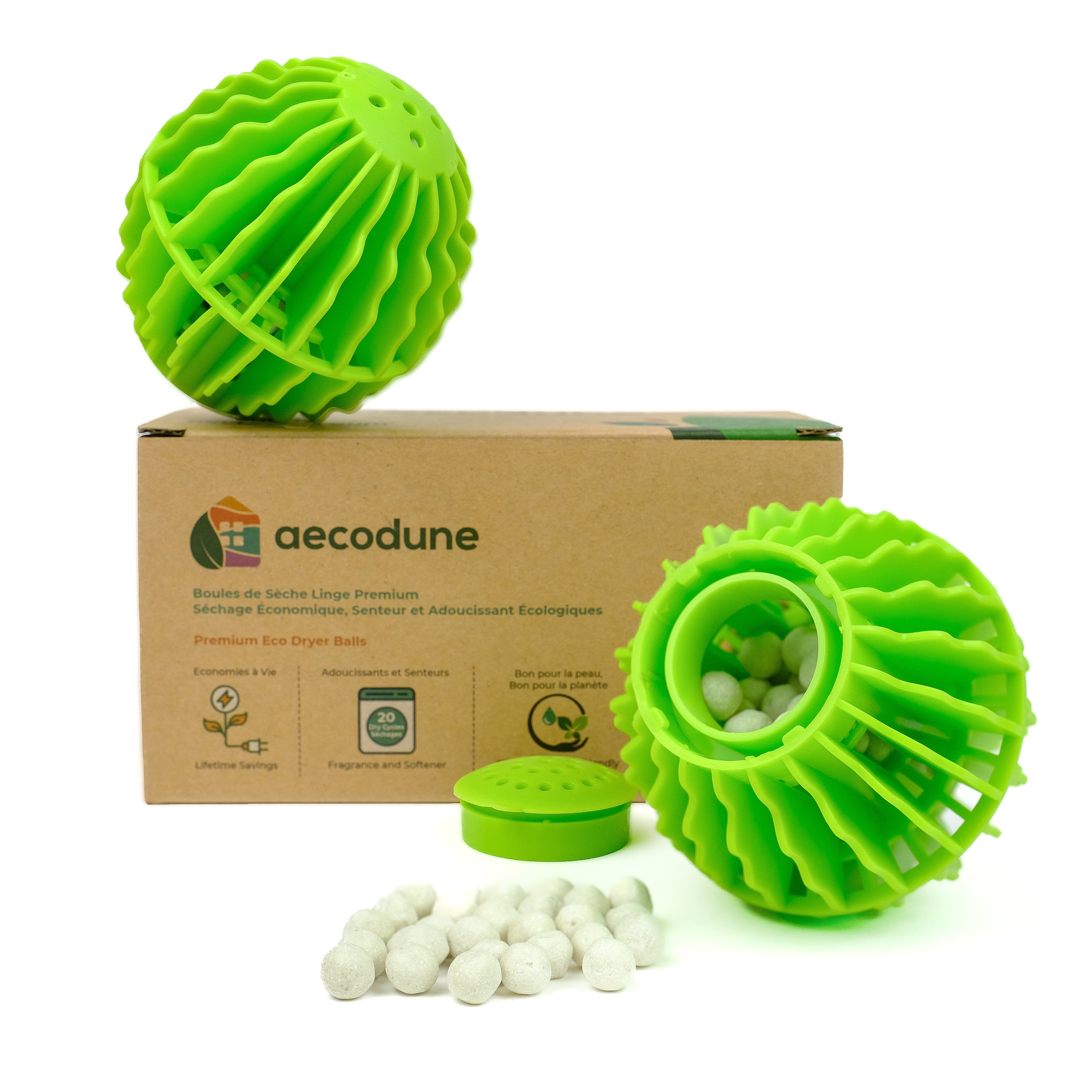 aecodune Boules de Sèche Linge Innovantes, Économiques et Écologiques pour un Linge Doux et Parfumé