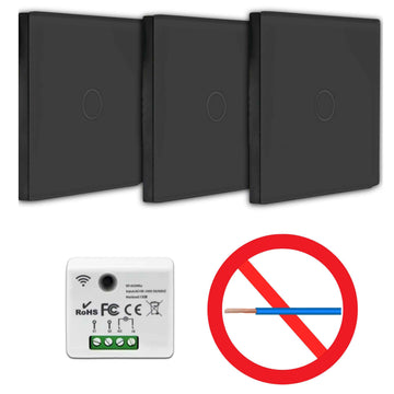 Kit interrupteur sans fil tactile sans neutre requis – ELEGANCE31-BLACK