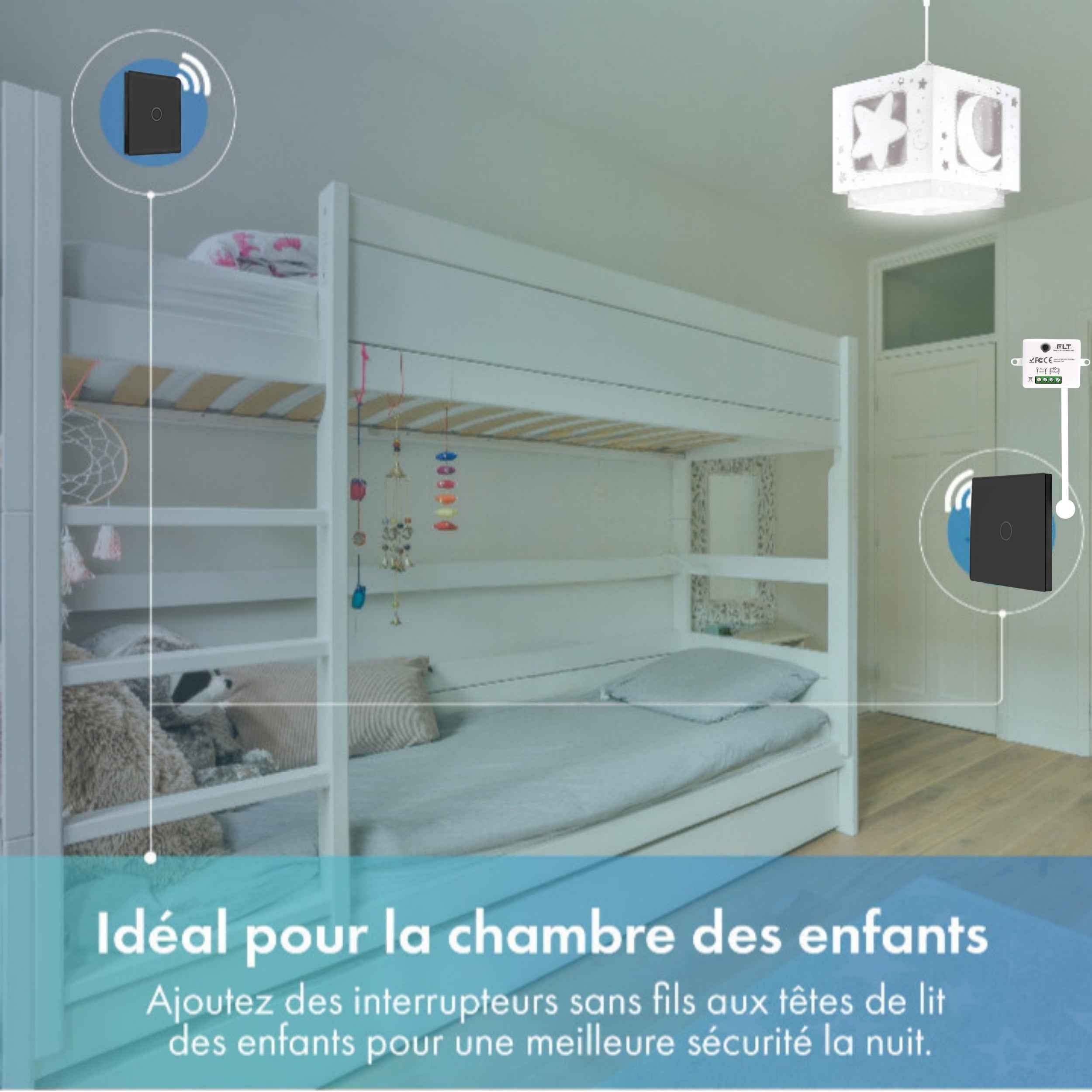 Kit interrupteur sans fil tactile sans neutre requis – ELEGANCE31-BLACK