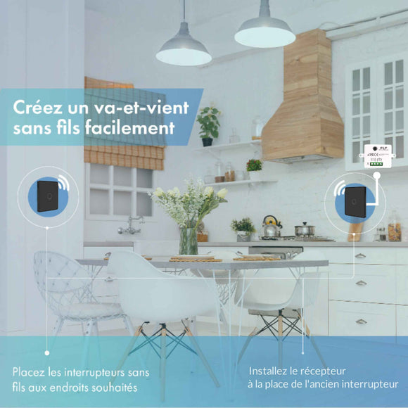 Kit interrupteur sans fil tactile sans neutre requis – ELEGANCE61-BLACK