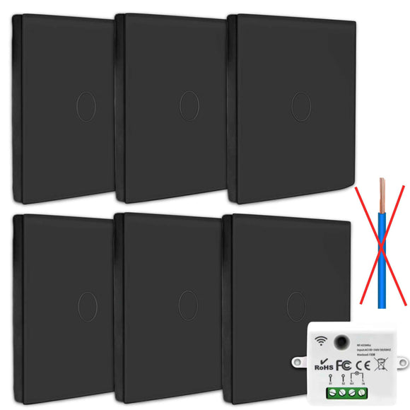 Kit interrupteur sans fil tactile sans neutre requis – ELEGANCE61-BLACK