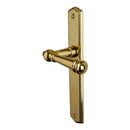 2 poignées de porte LUXOR, Sans trou pour pièce à vivre, Finition laiton poli doré, Entraxe standard 195 mm
