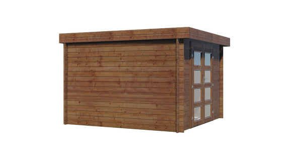 Abri de jardin en bois traité ep 28mm surface utile 75m² 298x298x207cm int024/ineksa