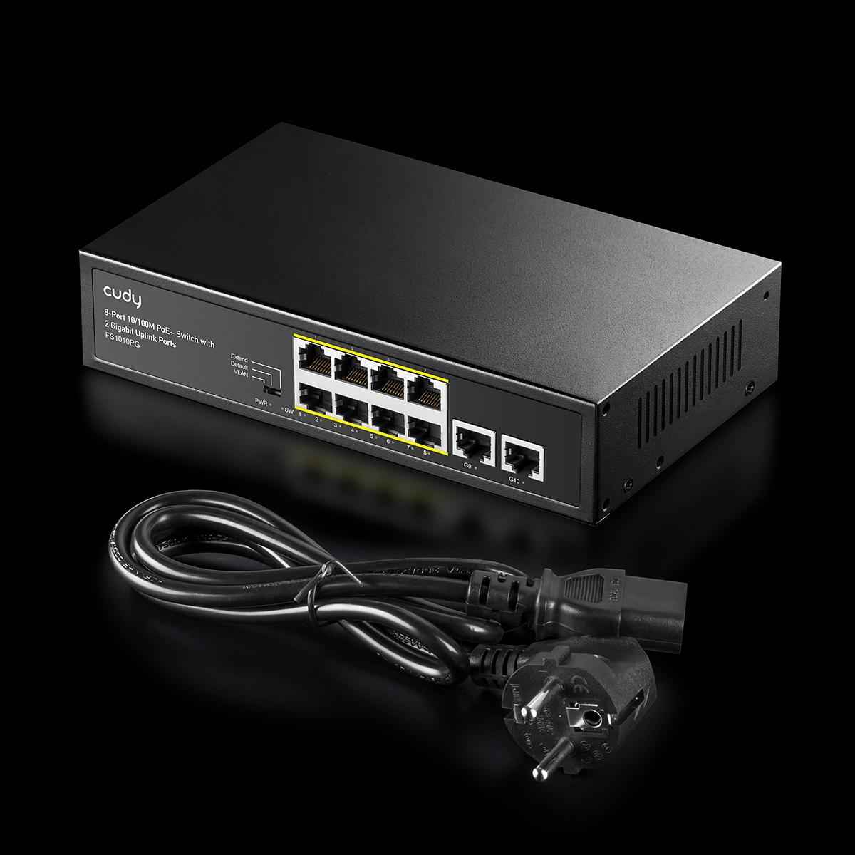 Commutateur réseau Cudy FS1010PG Fast Ethernet (10/100) Power over Ethernet (PoE) Noir
