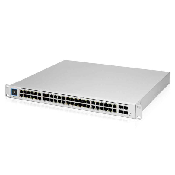 Ubiquiti Layer 3 switch with (48) GbE RJ45 ports and (4) 10G SFP+ ports.