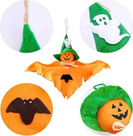 Décorations suspendues pour fête d'Halloween Ecost Qpout, lot de 6 décorations fantômes suspendues et joyeux Halloween