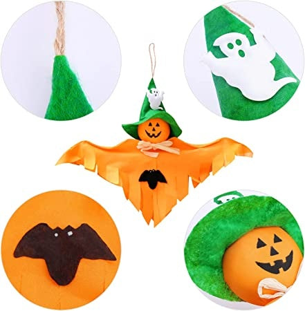 Décorations suspendues pour fête d'Halloween Ecost Qpout, lot de 6 décorations fantômes suspendues et joyeux Halloween