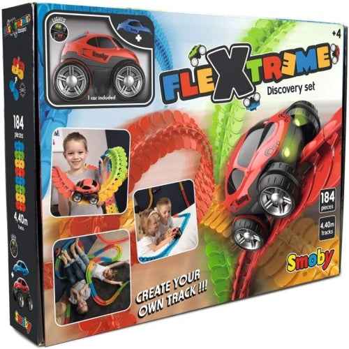 Retour client Ecost Coffret de démarrage Smoby FleXtreme Car Racing Track - 184 rails + voiture de course, Race Tr