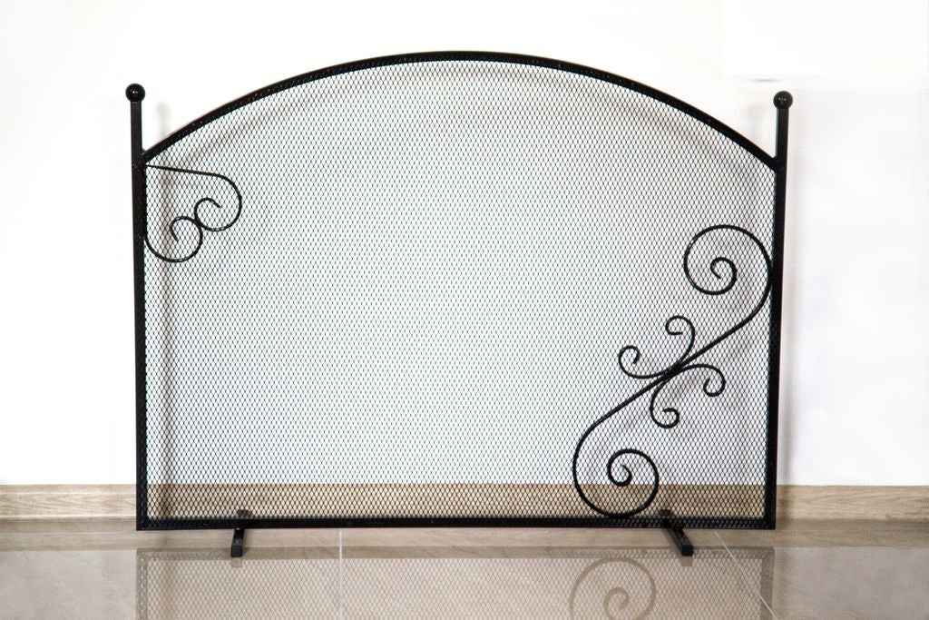 Ecran de cheminée forme arrondi en acier noir 100x72x15 cm - Clicktofournisseur.com
