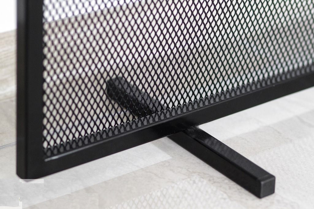 Ecran de cheminée rectangulaire en acier noir 100x72x15 cm clicktofournisseur.com