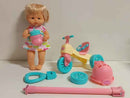 Ecost Customer Return Nenuco and Her Tricycle Baby Doll with Cute Dress, Pink Tricycle with Basket,