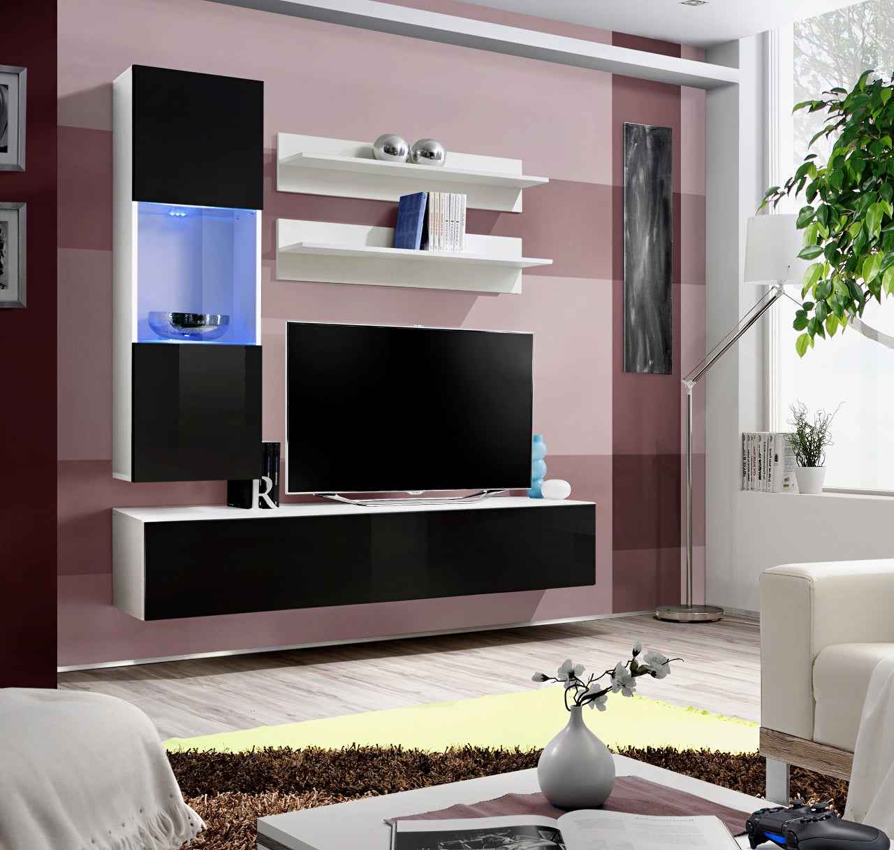 Ensemble meuble & lavabo riho bologna set 52 en acrylique brillant 60x48x h 585 cm - Clicktofournisseur.com