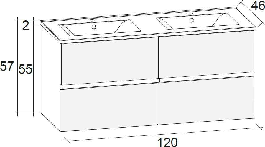 Ensemble meuble & lavabo RIHO CAMBIO COMODO SET 23 en bois stratifié 120x46x H 57 cm clicktofournisseur.com