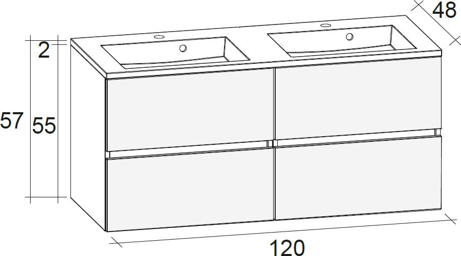 Ensemble meuble & lavabo RIHO CAMBIO SENTITO SET 23 en bois stratifié 120x48x H 57 cm clicktofournisseur.com