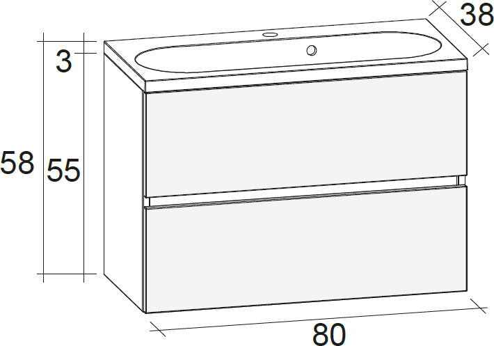 Ensemble meuble & lavabo RIHO CAMBIO STRETTO SET 07 en bois laqué brillant 80x38x H 58 cm clicktofournisseur.com