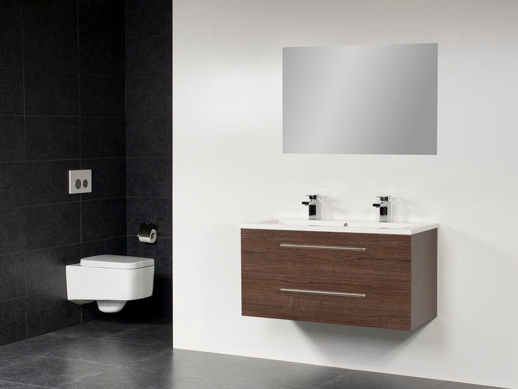 Ensemble meuble & lavabo RIHO CAMBIO STRETTO SET 13 en bois laqué brillant 100x38x H 58 cm clicktofournisseur.com