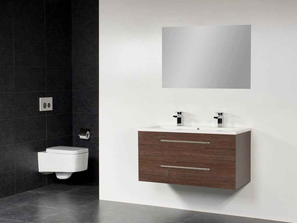 Ensemble meuble & lavabo riho cambio stretto set 13 en bois laqué brillant 100x38x h 58 cm - Clicktofournisseur.com