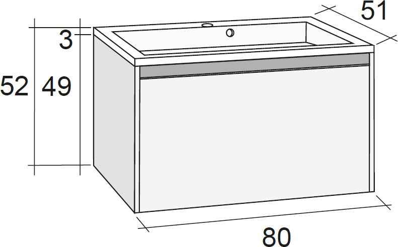 Ensemble meuble & lavabo riho elzas set 10 en bois stratifié 80x51 h 52 cm - Clicktofournisseur.com