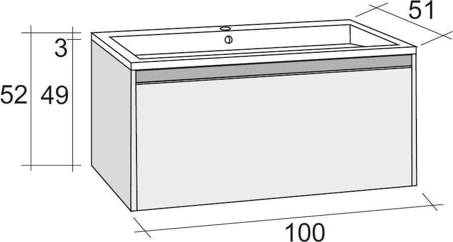 Ensemble meuble & lavabo riho elzas set 17 en bois stratifié 100x51 h 52 cm - Clicktofournisseur.com