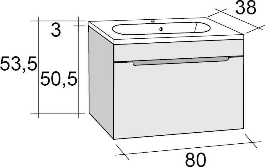 Ensemble meuble & lavabo riho enna set 35 en bois laqué brillant 80x38 h 535 cm - Clicktofournisseur.com