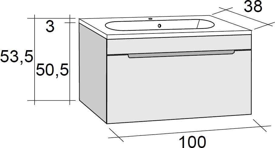 Ensemble meuble & lavabo RIHO ENNA SET 40 en bois laqué satiné mat 100x38 H 53,5 cm clicktofournisseur.com