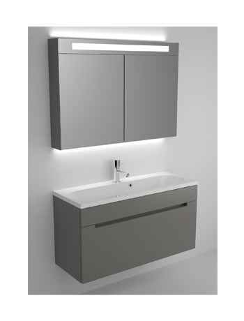 Ensemble meuble & lavabo riho enna set 40 en bois laqué satiné mat 100x38 h 535 cm - Clicktofournisseur.com