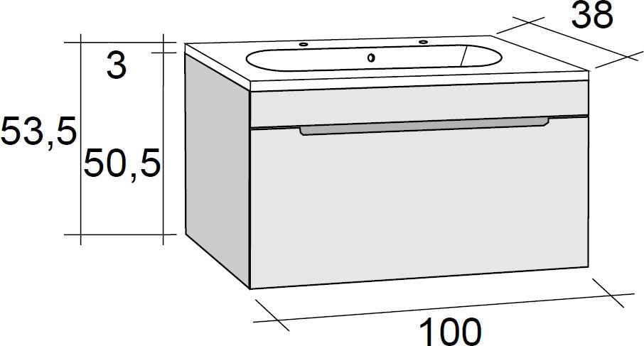 Ensemble meuble & lavabo RIHO ENNA SET 42 en bois laqué brillant 100x38 H 53,5 cm clicktofournisseur.com