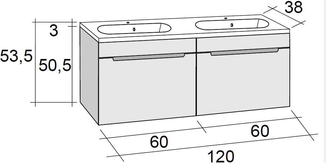 Ensemble meuble & lavabo riho enna set 45 en bois laqué satiné mat 120x38 h 535 cm - Clicktofournisseur.com