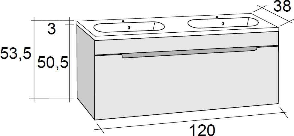Ensemble meuble & lavabo riho enna set 47 en bois laqué brillant 120x38 h 535 cm - Clicktofournisseur.com