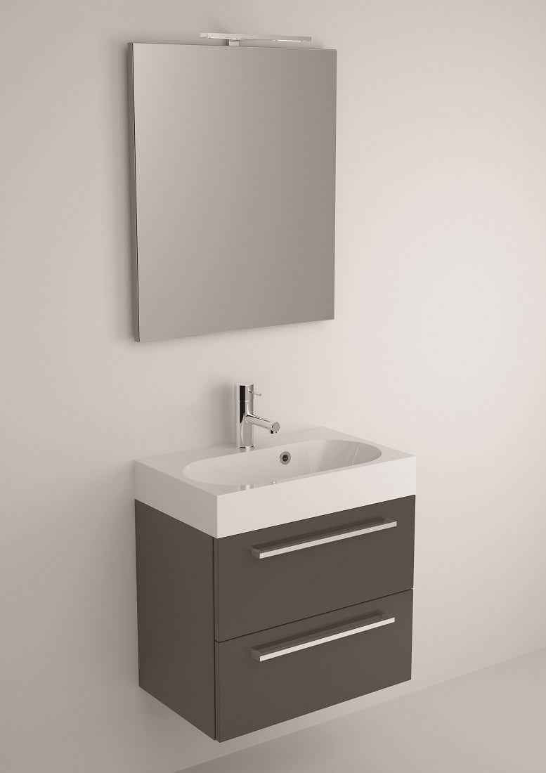 Ensemble meuble & lavabo riho slimline set 60 en acrylique brillant 60x38 h 605 cm - Clicktofournisseur.com