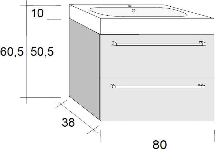 Ensemble meuble & lavabo riho slimline set 65 en acrylique brillant 80x38 h 605 cm - Clicktofournisseur.com