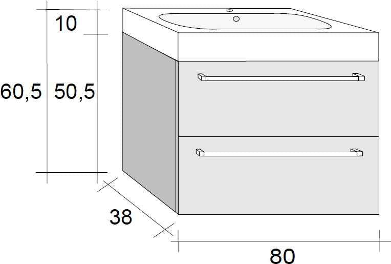 Ensemble meuble & lavabo RIHO SLIMLINE SET 65 en acrylique brillant 80x38 H 60,5 cm clicktofournisseur.com