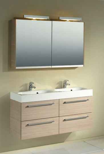 Ensemble meuble & lavabo riho slimline set 75 en bois laqué satiné mat 120x38 h 605 cm - Clicktofournisseur.com